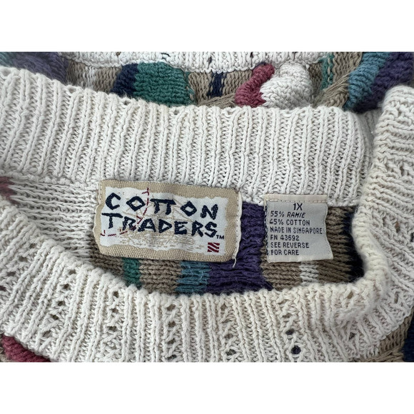 VINTAGE Cotton Traders Coogi style sweater size 1X unisex knitted sweater - Picture 2 of 7